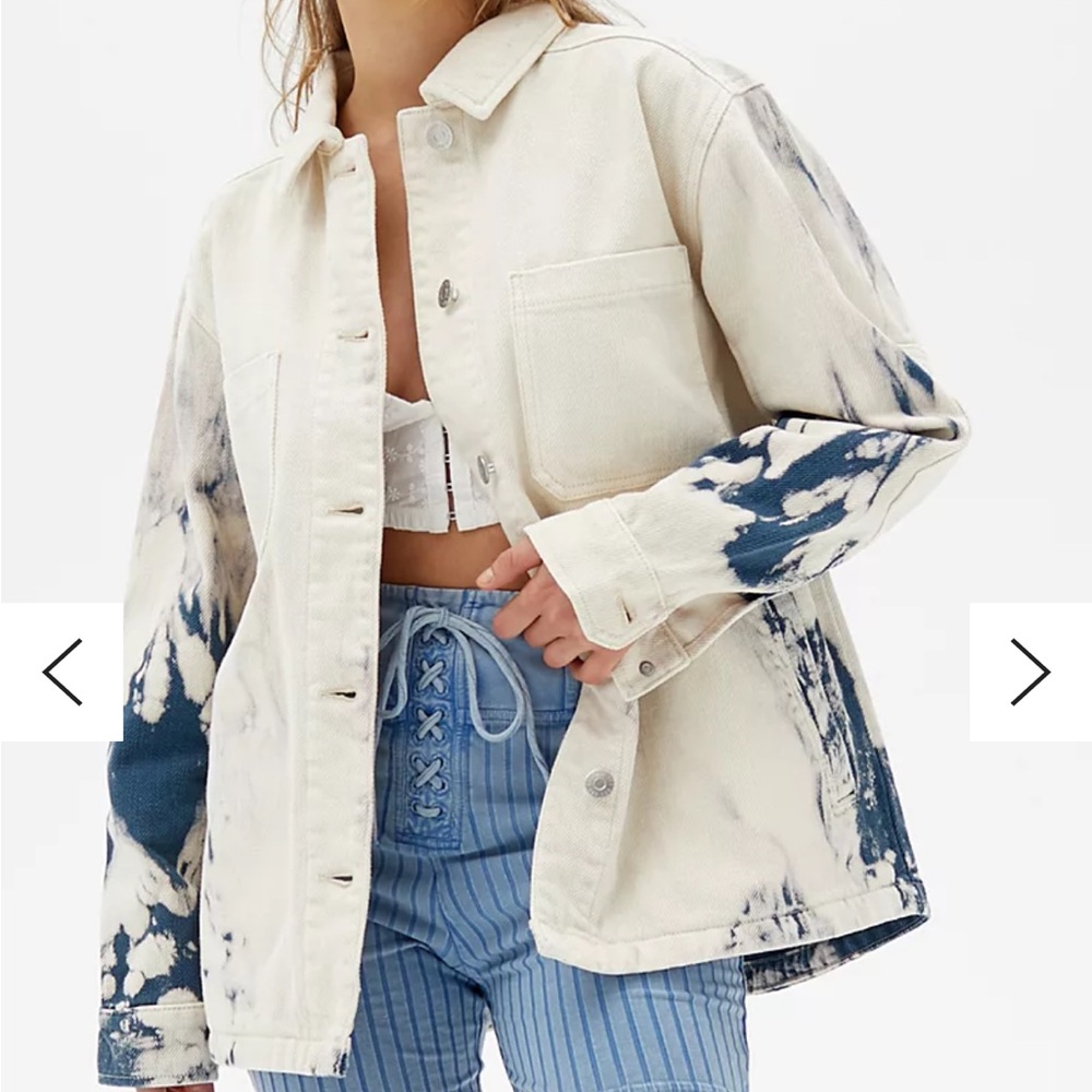 BDG Nico Urban Outfitters Cream and Blue Bleached Denim OverSize Shacket Size XS